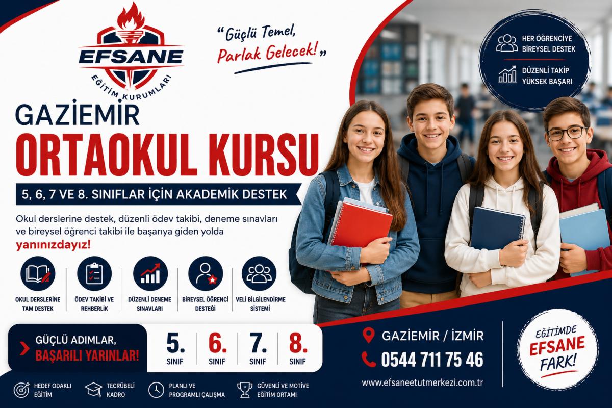 Gaziemir Ortaokul Kursu: 5, 6, 7 ve 8. Sınıflar İçin Akademik Destek ÖZEL EFSANE KURS MERKEZİ - EFSANE EĞİTİM KURUMU